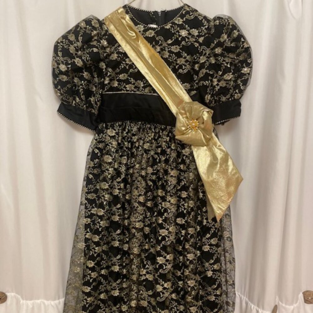 Elegant Black Lace & Gold Little Girl's Formal - Little Girl Size 8